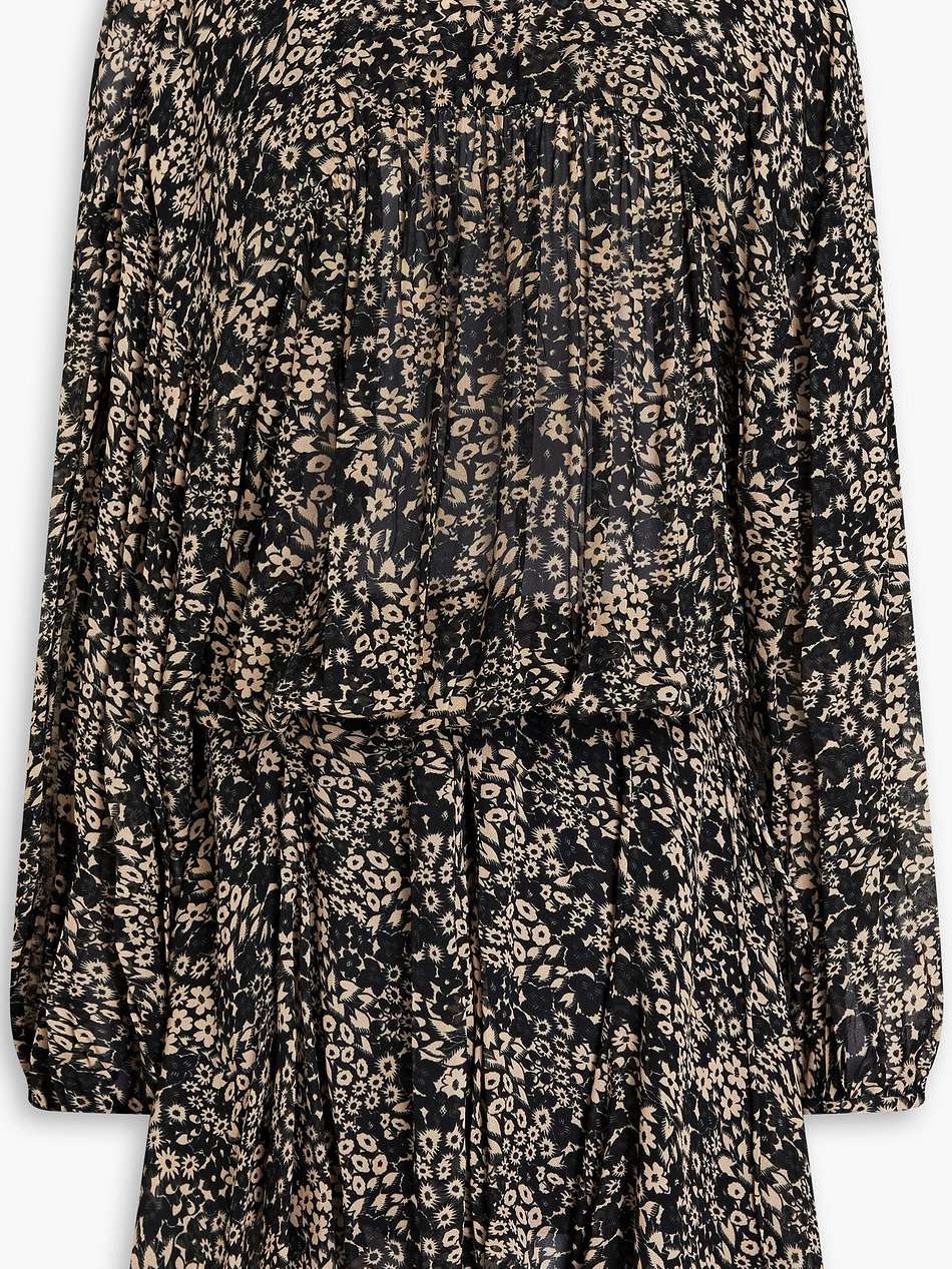 nimazu asymmetric gathered floral-print chiffon mini dress