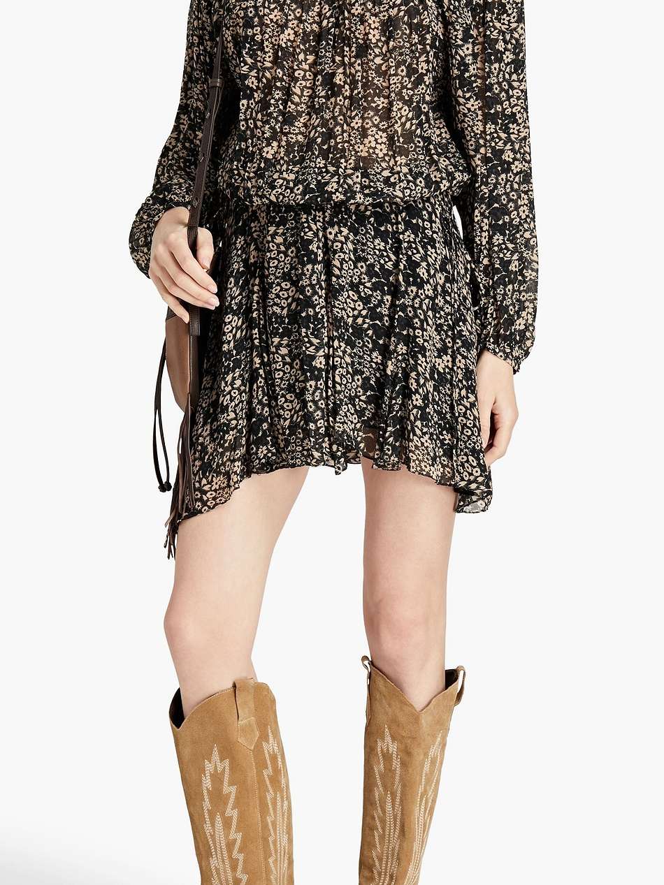 nimazu asymmetric gathered floral-print chiffon mini dress