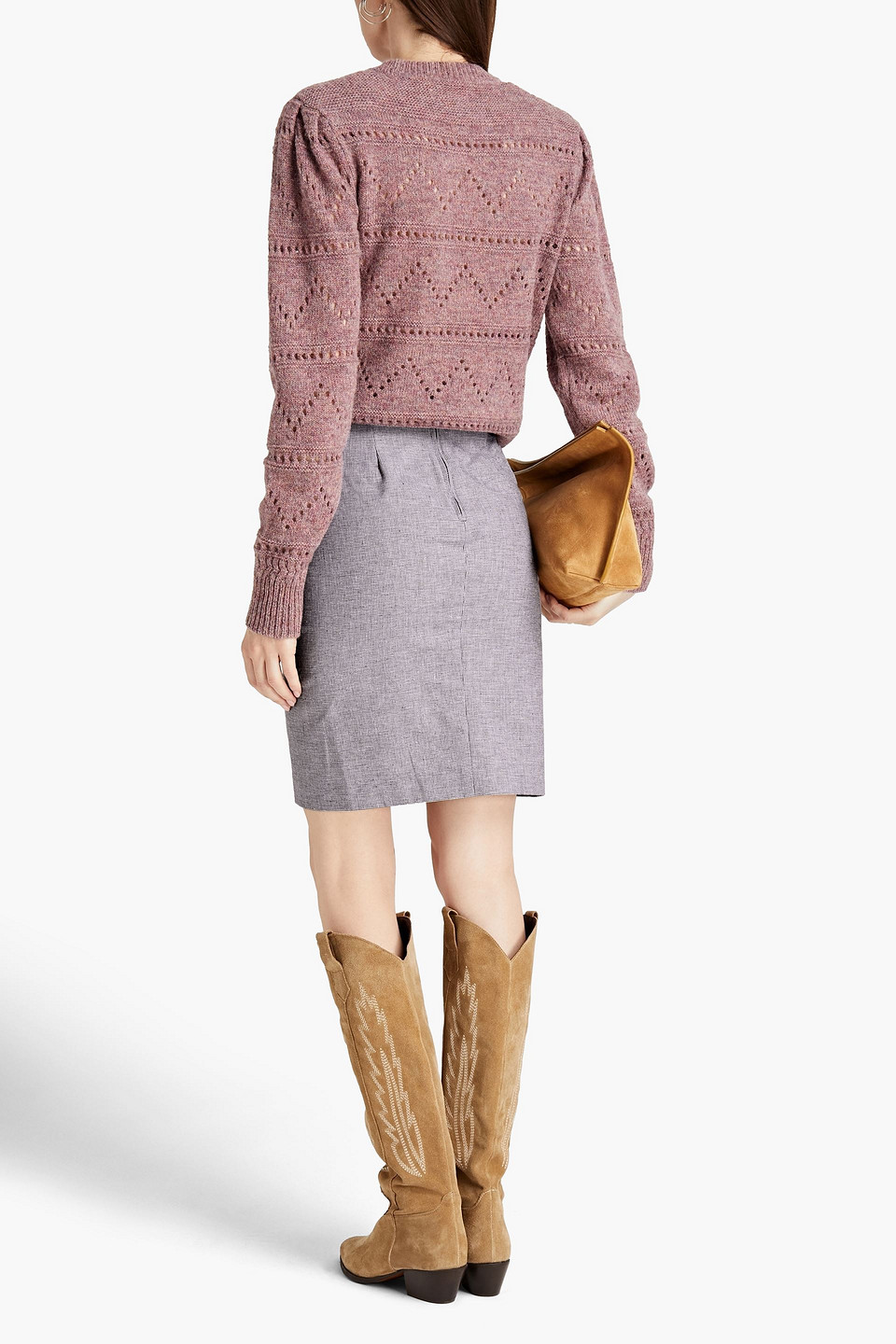 Shop Isabel Marant Étoile Ines Houndstooth Cotton And Linen-blend Mini Skirt In Lilac