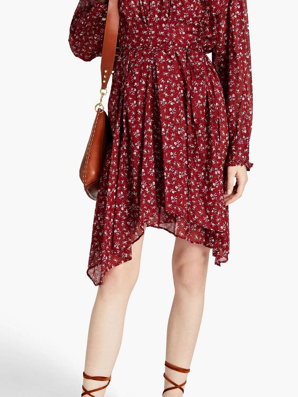 pamela asymmetric gathered floral-print cotton-mousseline wrap dress