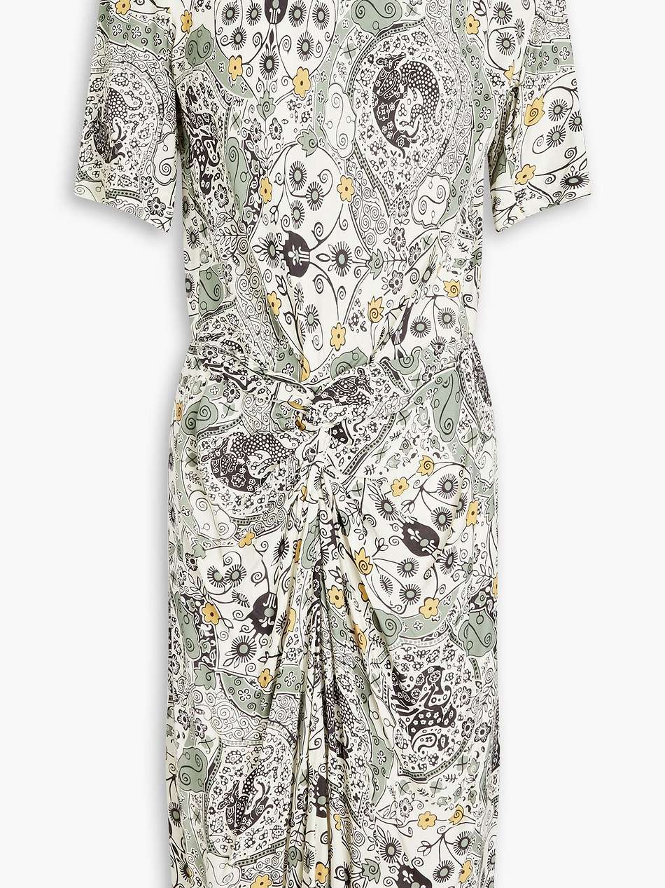 bardeny twist-front printed crepe dress