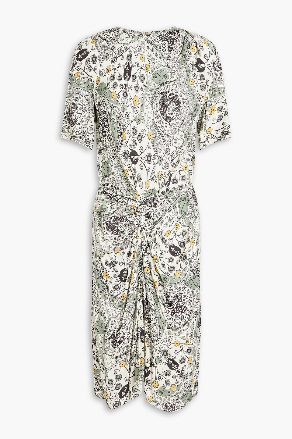 Isabel Marant Étoile Twist-front Printed Crepe Dress In Ecru