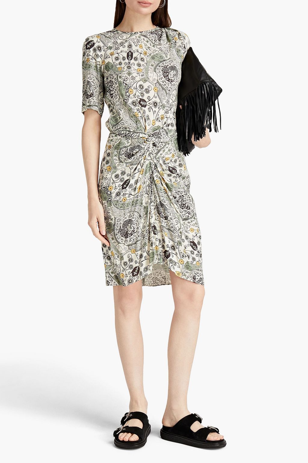 MARANT ÉTOILE Bardeny twist-front printed crepe dress