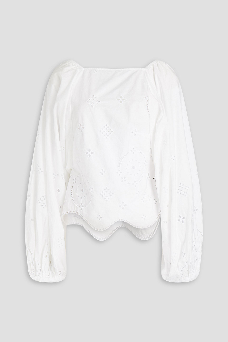 Tie-back broderie anglaise cotton blouse