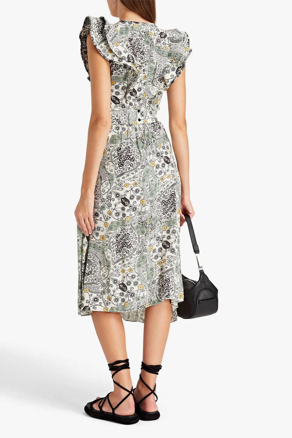 ISABEL MARANT ÉTOILE CORALINE RUFFLED PRINTED CREPE MIDI DRESS 3074457345631796695