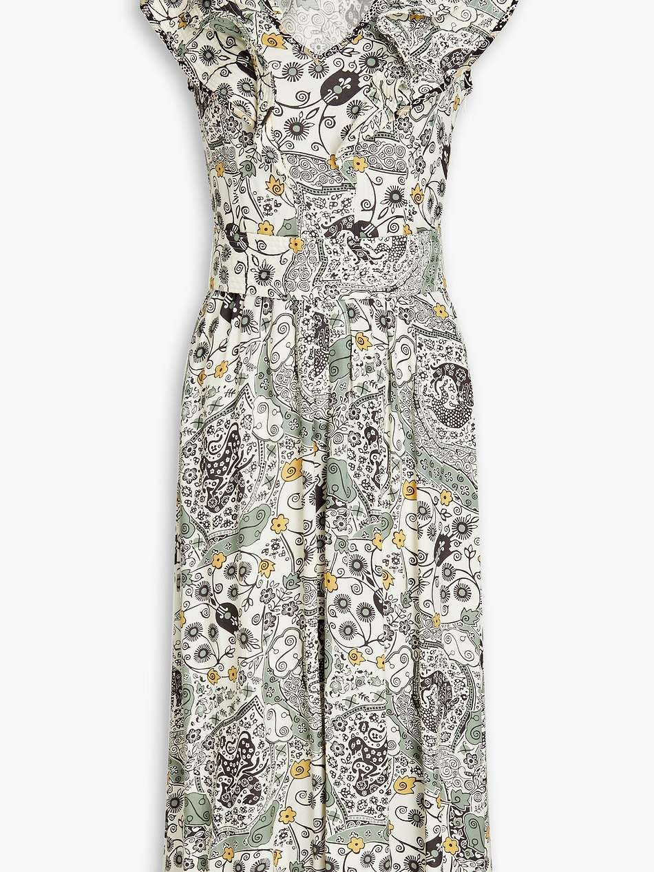 coraline ruffled printed crepe midi dress