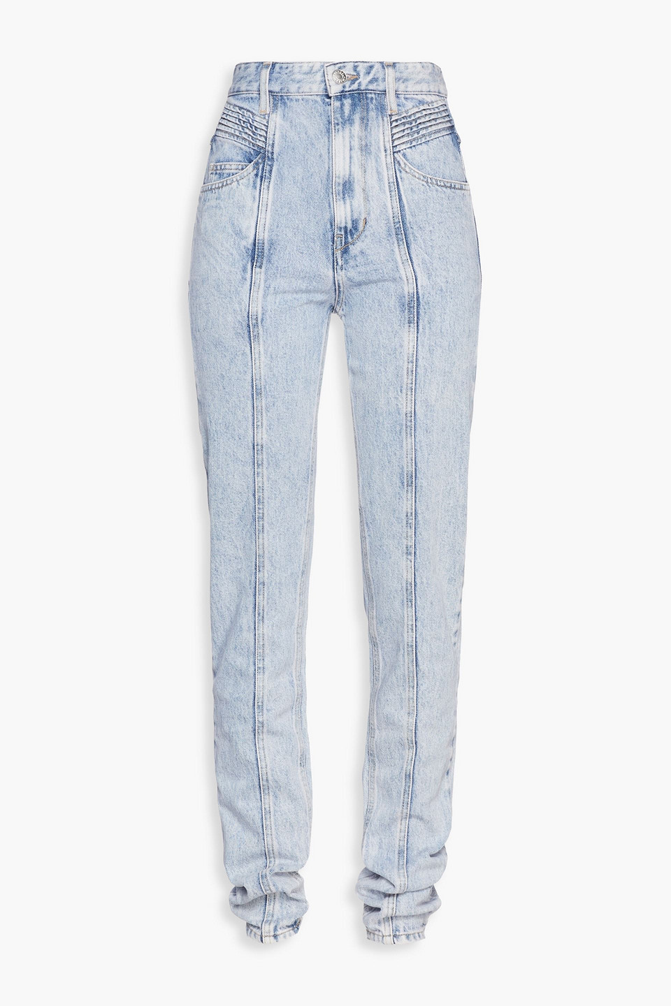 marant étoile - hominy pintucked acid-wash high-rise slim-leg jeans - blue - fr 34