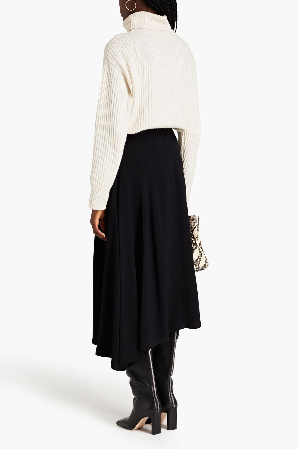 JIL SANDER Asymmetric bouclé midi skirt