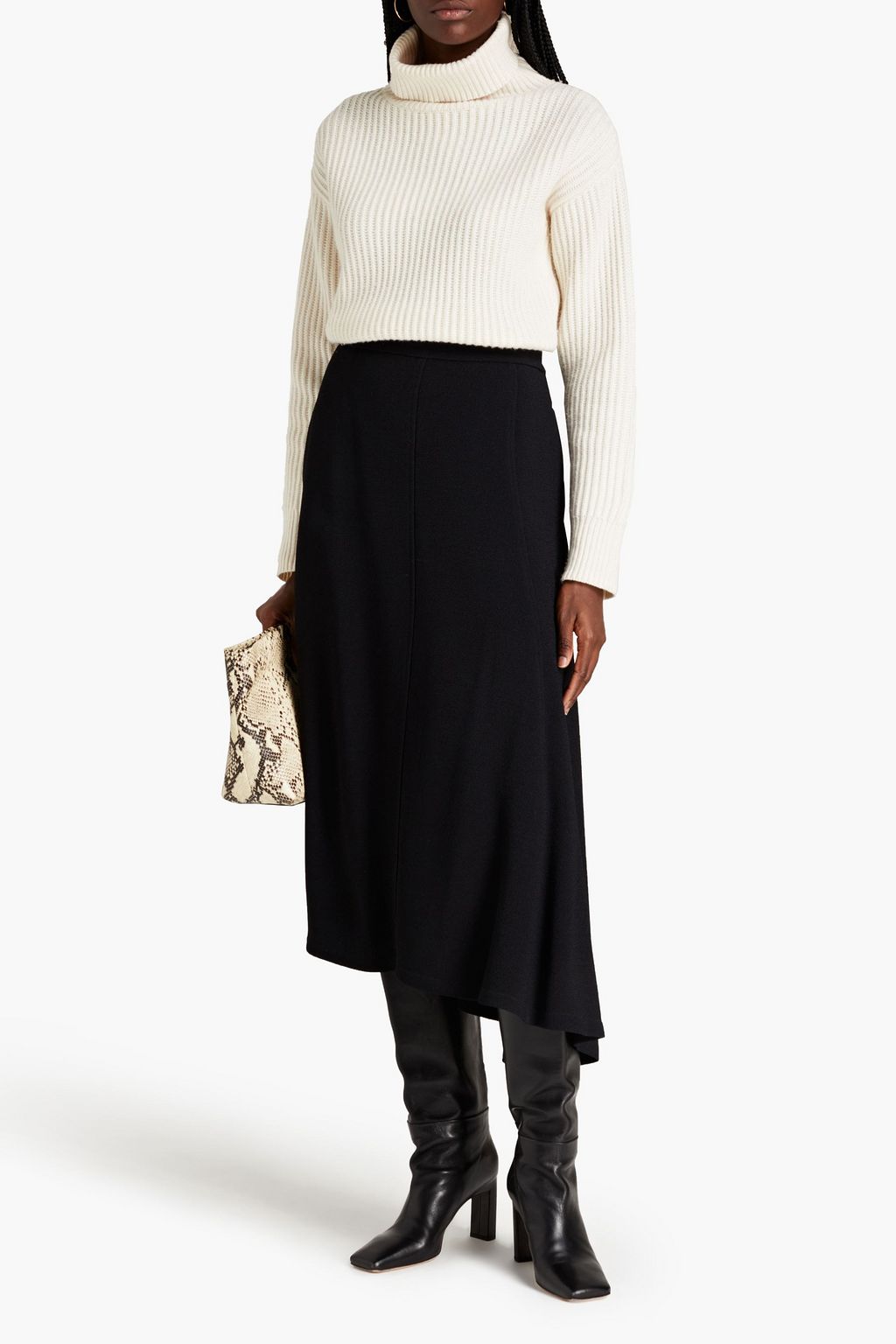 JIL SANDER Asymmetric bouclé midi skirt