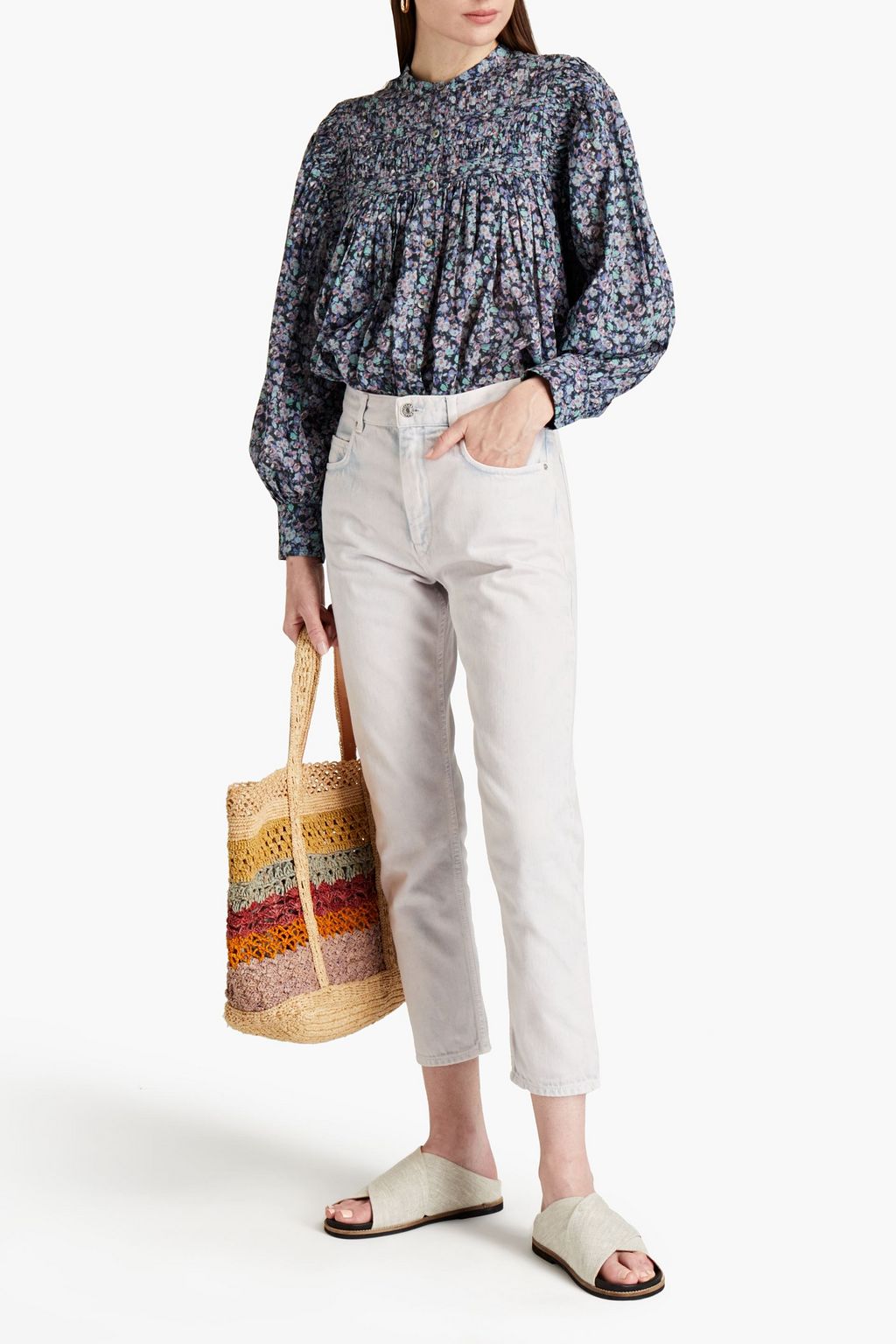MARANT ÉTOILE Nea cropped acid-wash high-rise slim-leg jeans