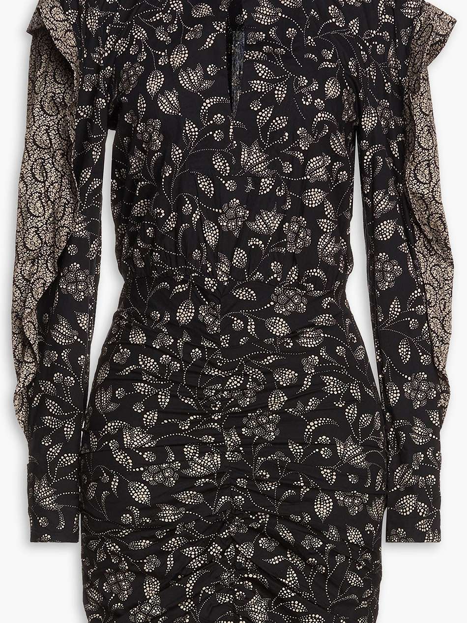 ruffled floral-print cotton mini dress