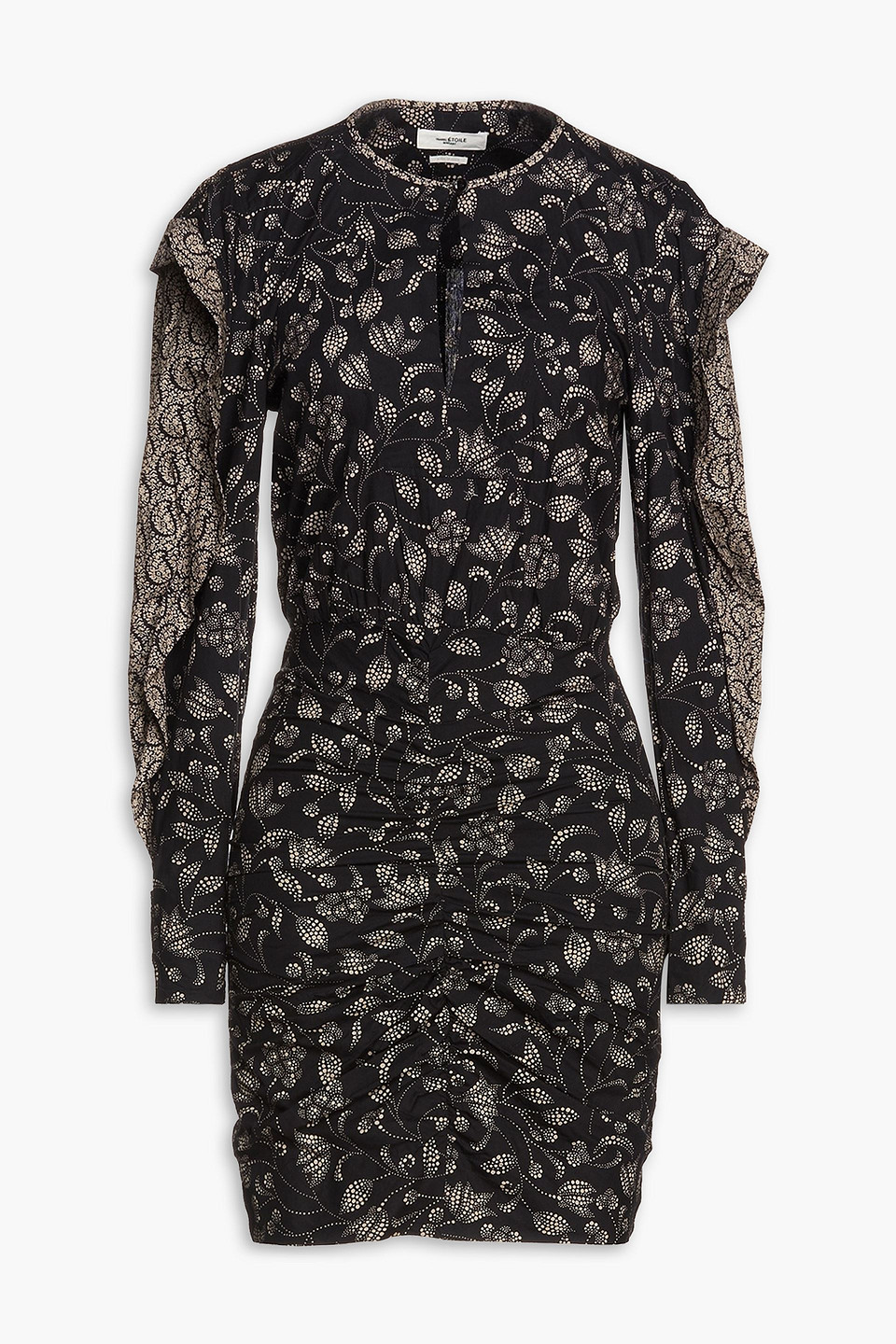 Isabel Marant Étoile Ruffle-trimmed Floral-print Mini Dress In Black