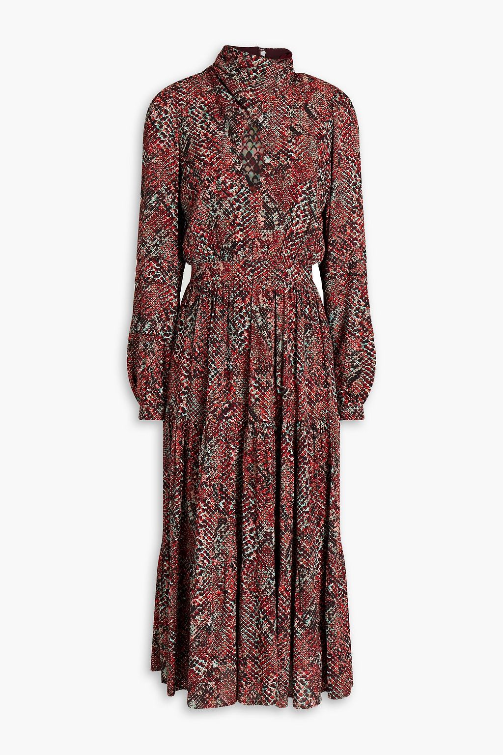 NICHOLAS Eleonor gathered printed georgette midi dress | THE OUTNET