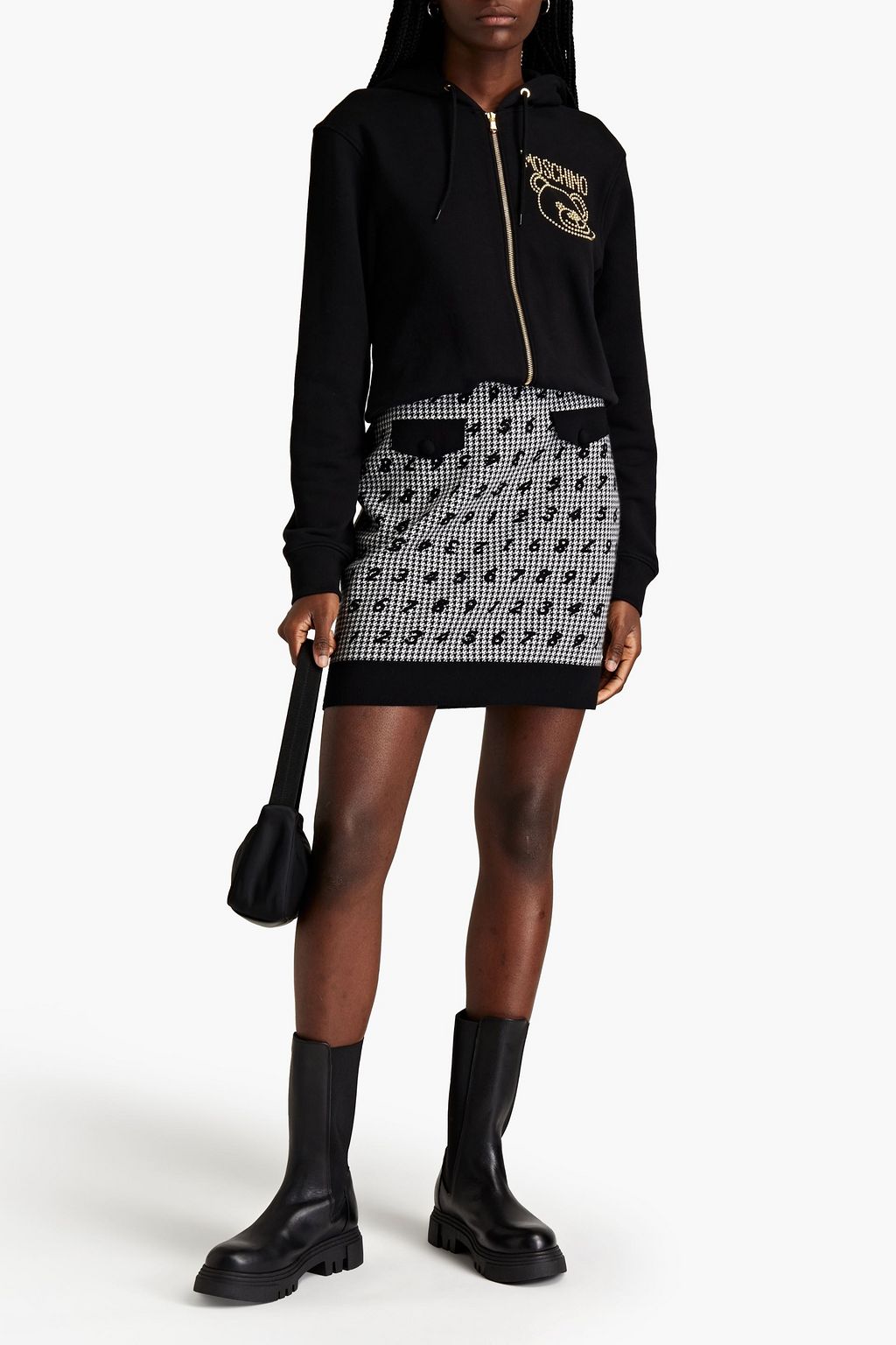 MOSCHINO Hoodie aus Baumwollfrottee mit Nieten