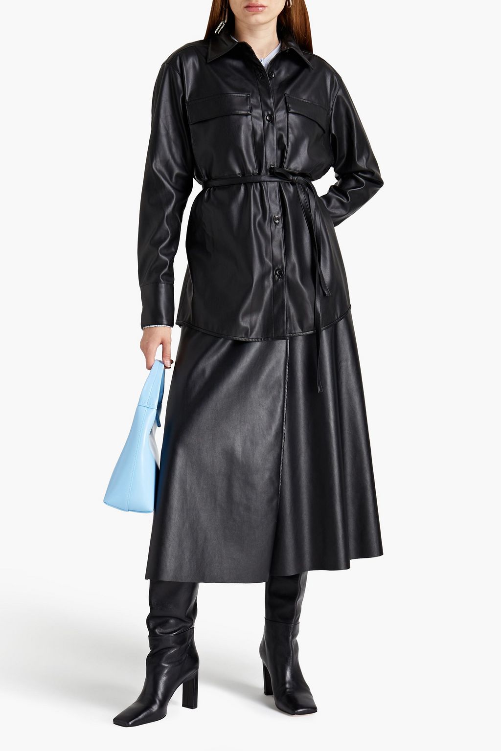 PROENZA SCHOULER Belted faux leather shirt