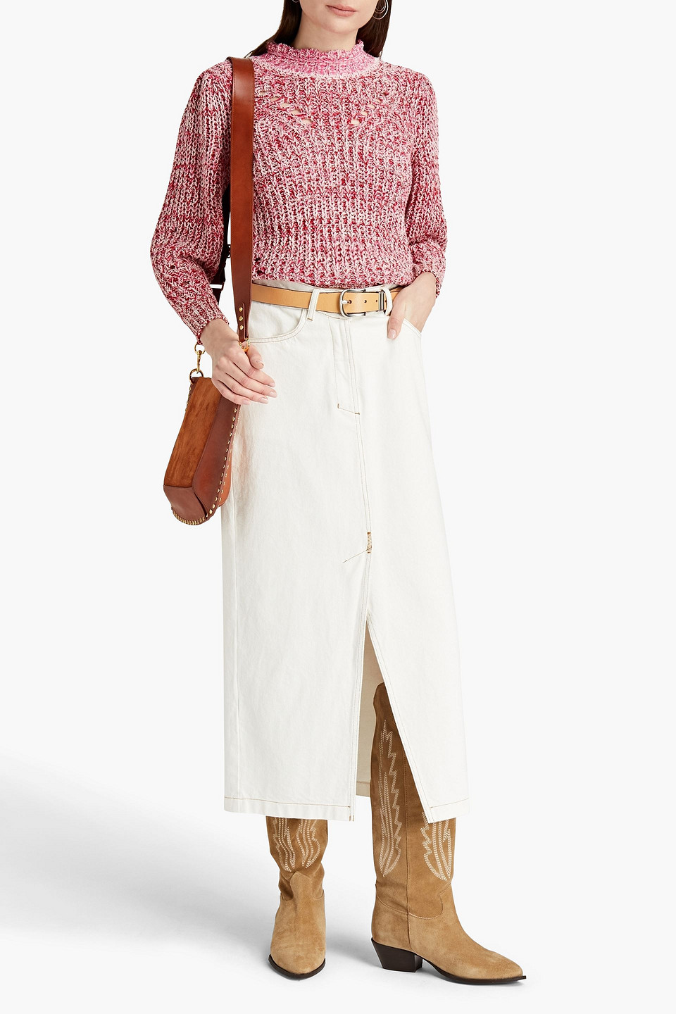 Isabel Marant Étoile Lotiya Marled Cotton-blend Sweater In Pink