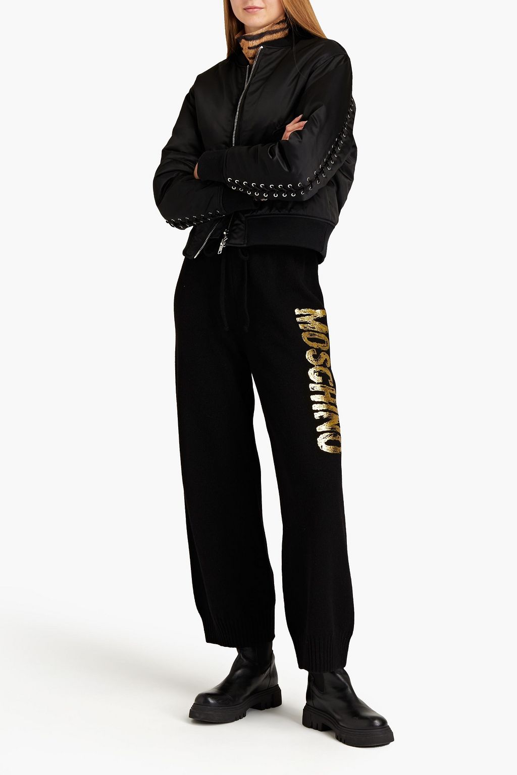 MOSCHINO Track Pants aus einer Kaschmir-Wollmischung mit Logoprint