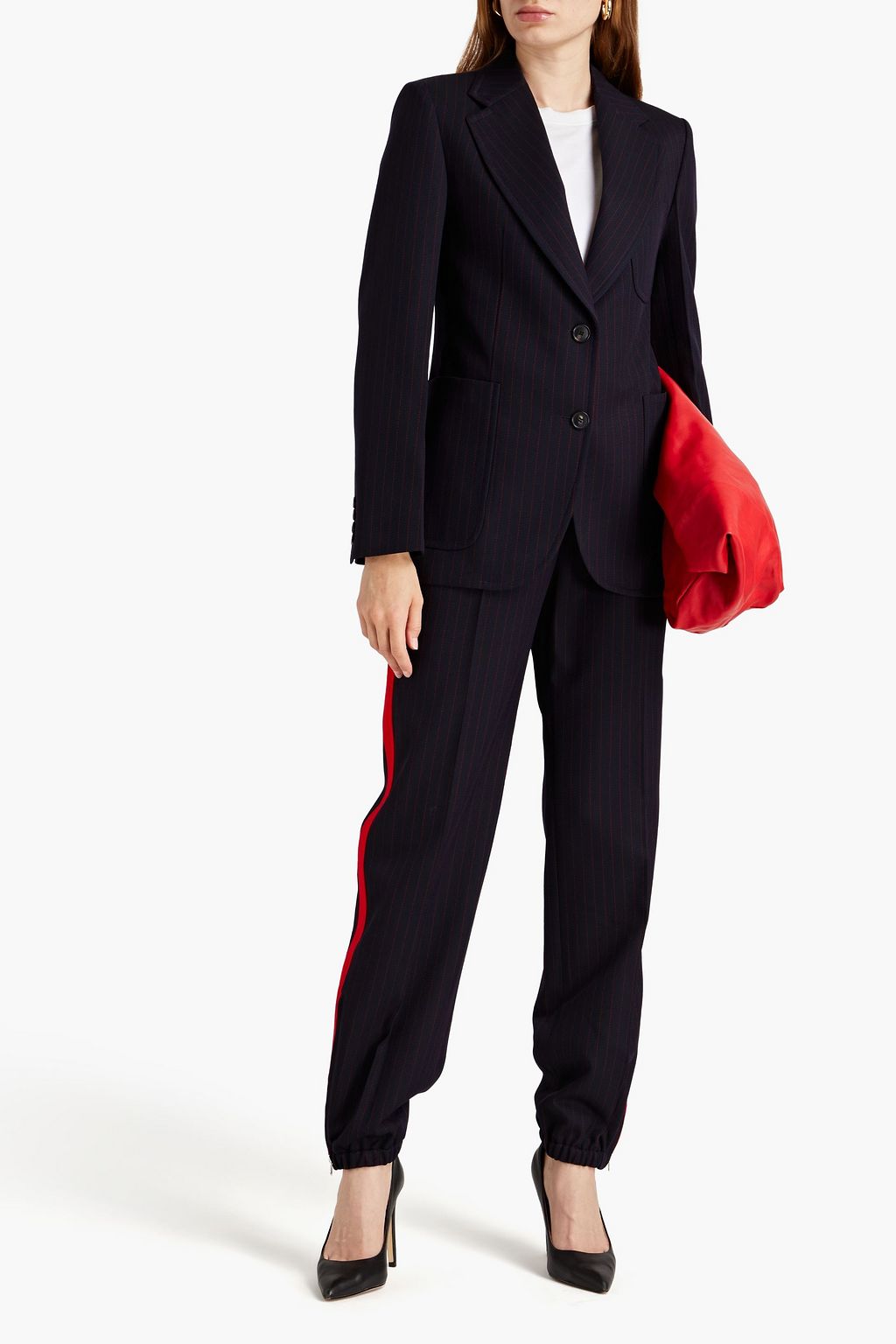 VICTORIA BECKHAM Pinstriped wool-twill blazer