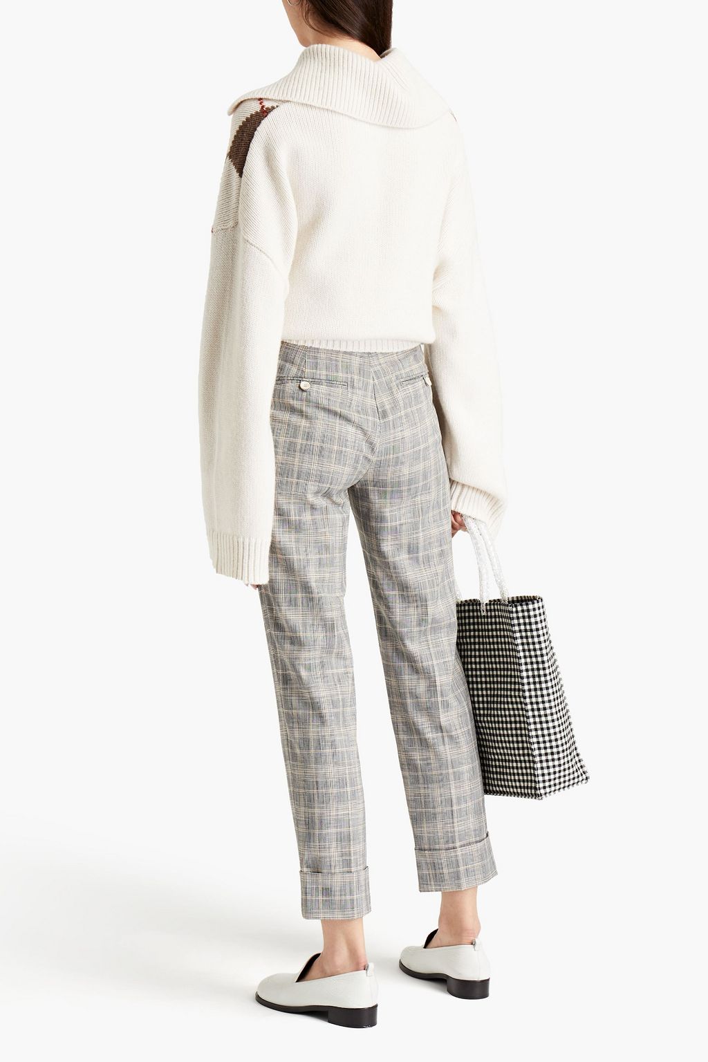 BAUM UND PFERDGARTEN Niema cropped Prince of Wales checked woven straight-leg pants