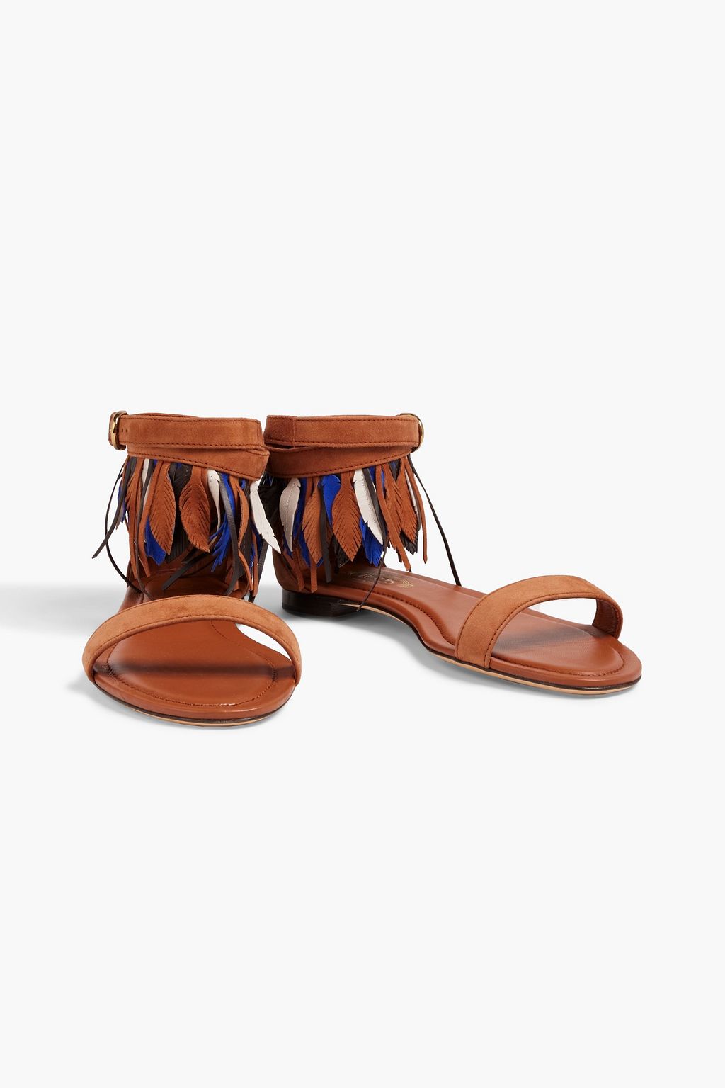 TOD'S صندل من الجلد السويدي مزين بأهداب