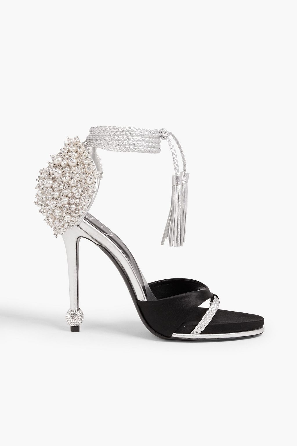 ROGER VIVIER Embellished metallic leather and satin sandals | THE OUTNET