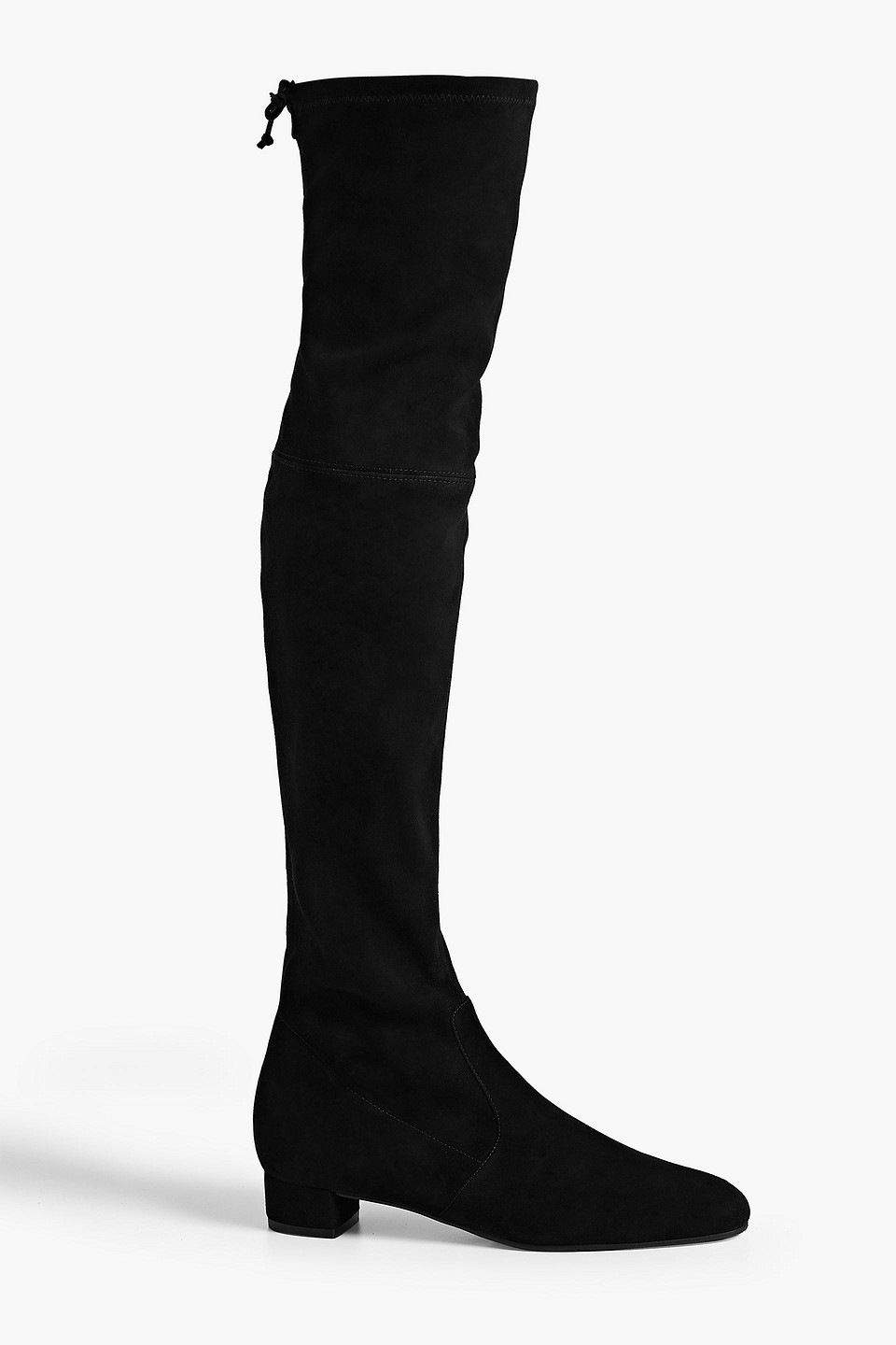 Stuart Weitzman Genna Stretch-suede Thigh Boots In Black
