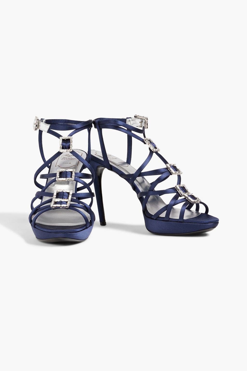 ROGER VIVIER Buckle-embellished satin platform sandals