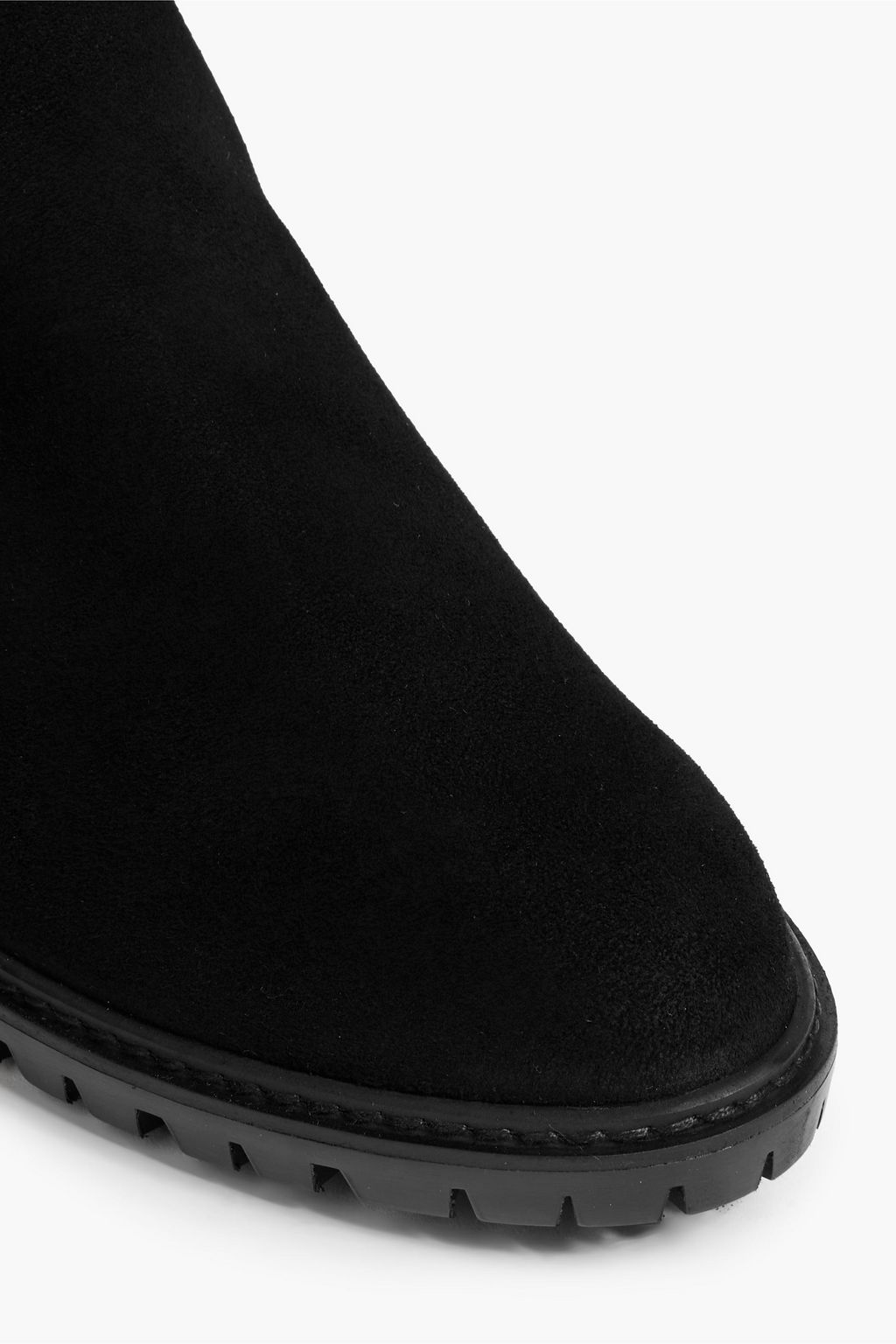 STUART WEITZMAN بوت بطول أعلى الركبة "سيتي" من الشامواه وميكرو ستريتش