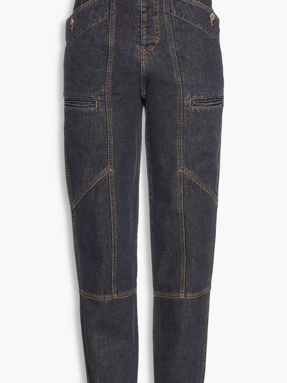 neko embroidered high-rise tapered jeans