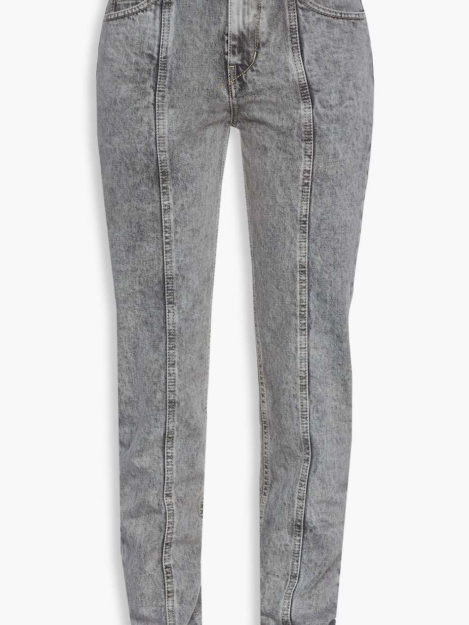 hominy pintucked acid-wash high-rise slim-leg jeans