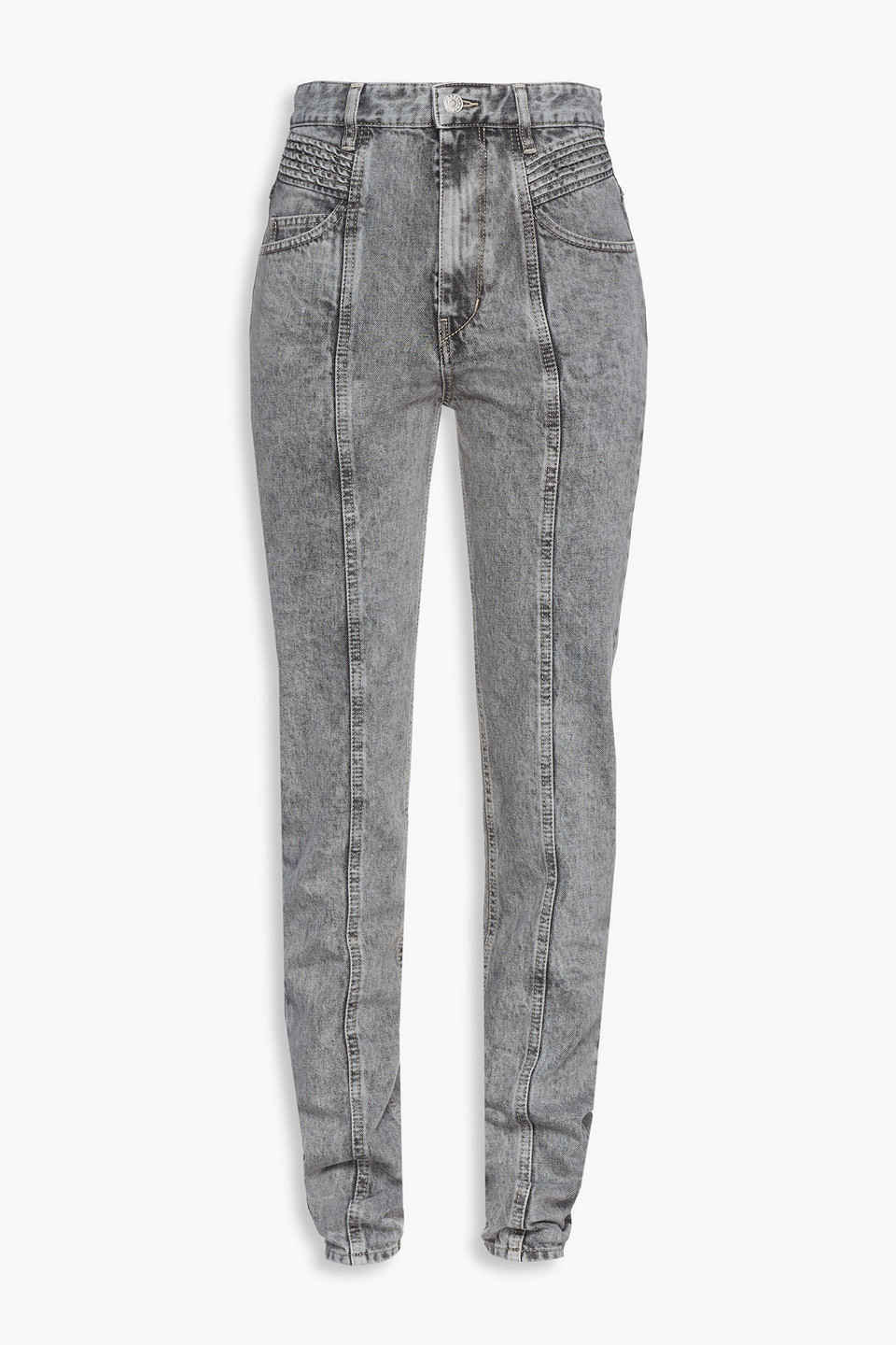 Marant Étoile Hominy pintucked acid-wash high-rise slim-leg jeans