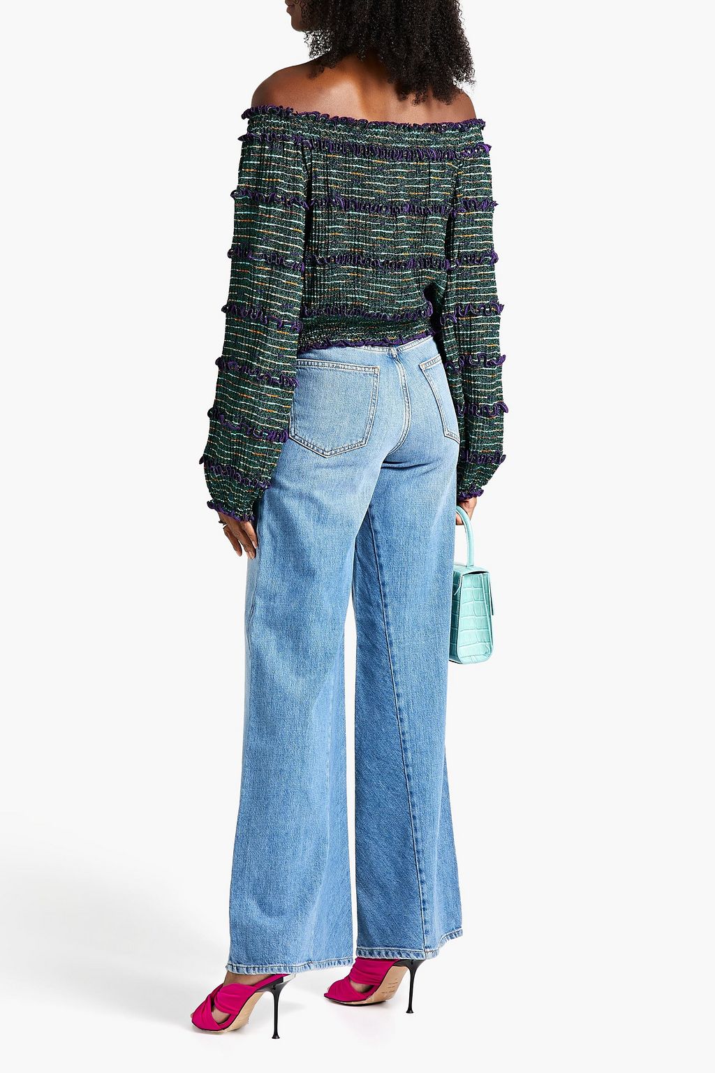 MISSONI Ruffled metallic crochet-knit top