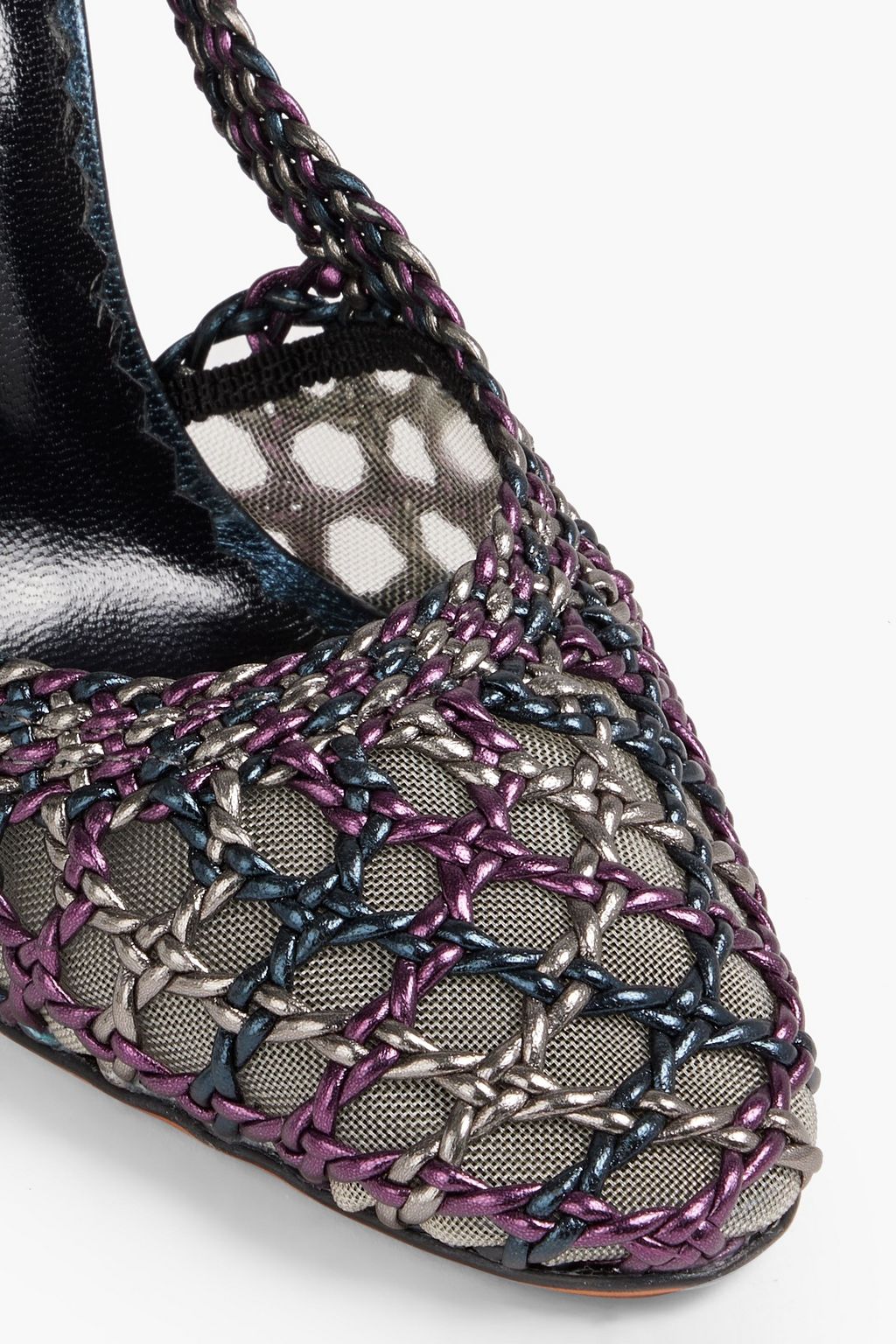 MISSONI Woven metallic leather and mesh pumps