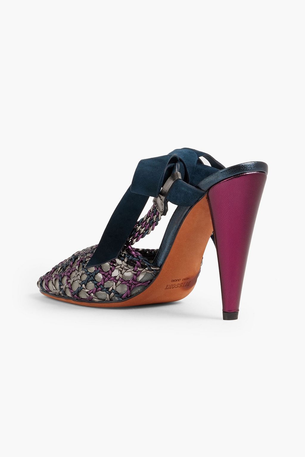 MISSONI Woven metallic leather and mesh pumps
