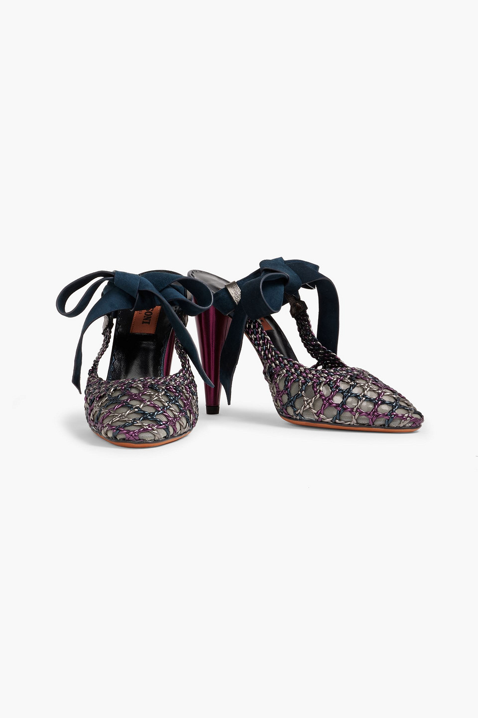 Missoni Suede-trimmed Braided Metallic Leather Pumps In Purple