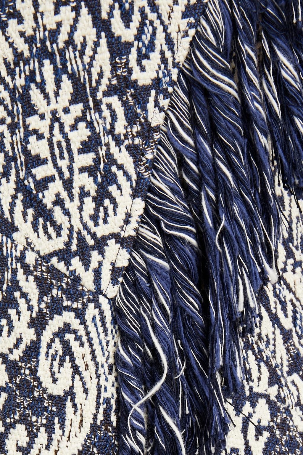 CHLOÉ Fringed two-tone cotton-blend tweed dress