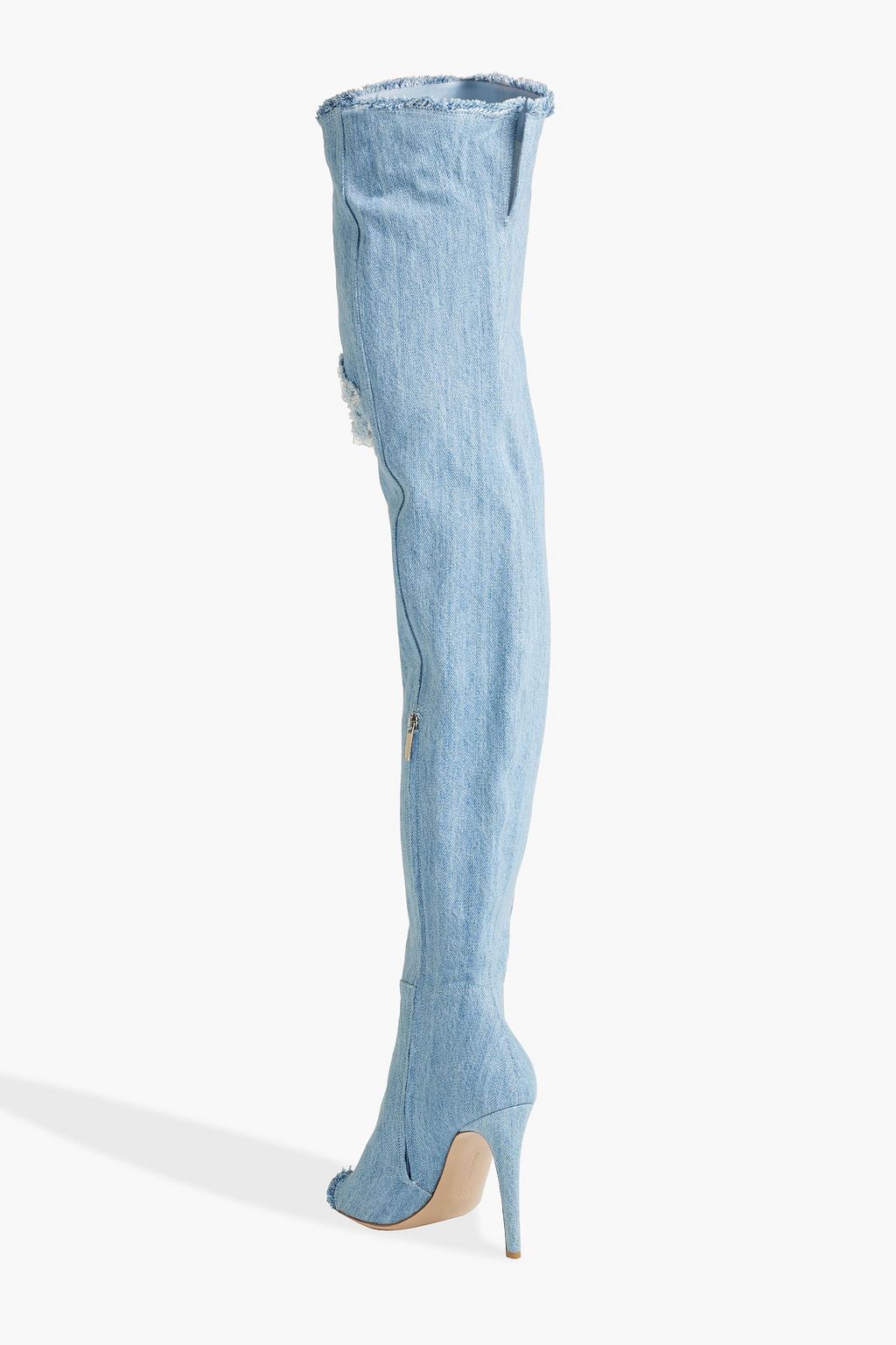 GIANVITO ROSSI Distressed denim over-the-knee boots