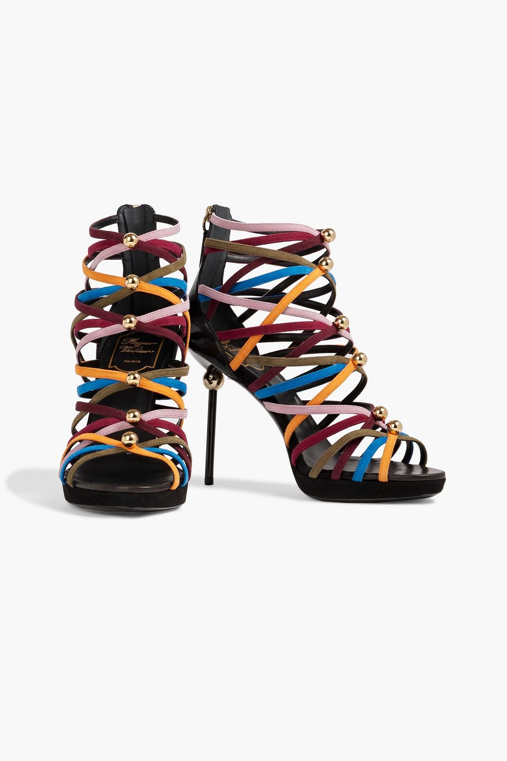 ROGER VIVIER Bead-embellished suede platform sandals