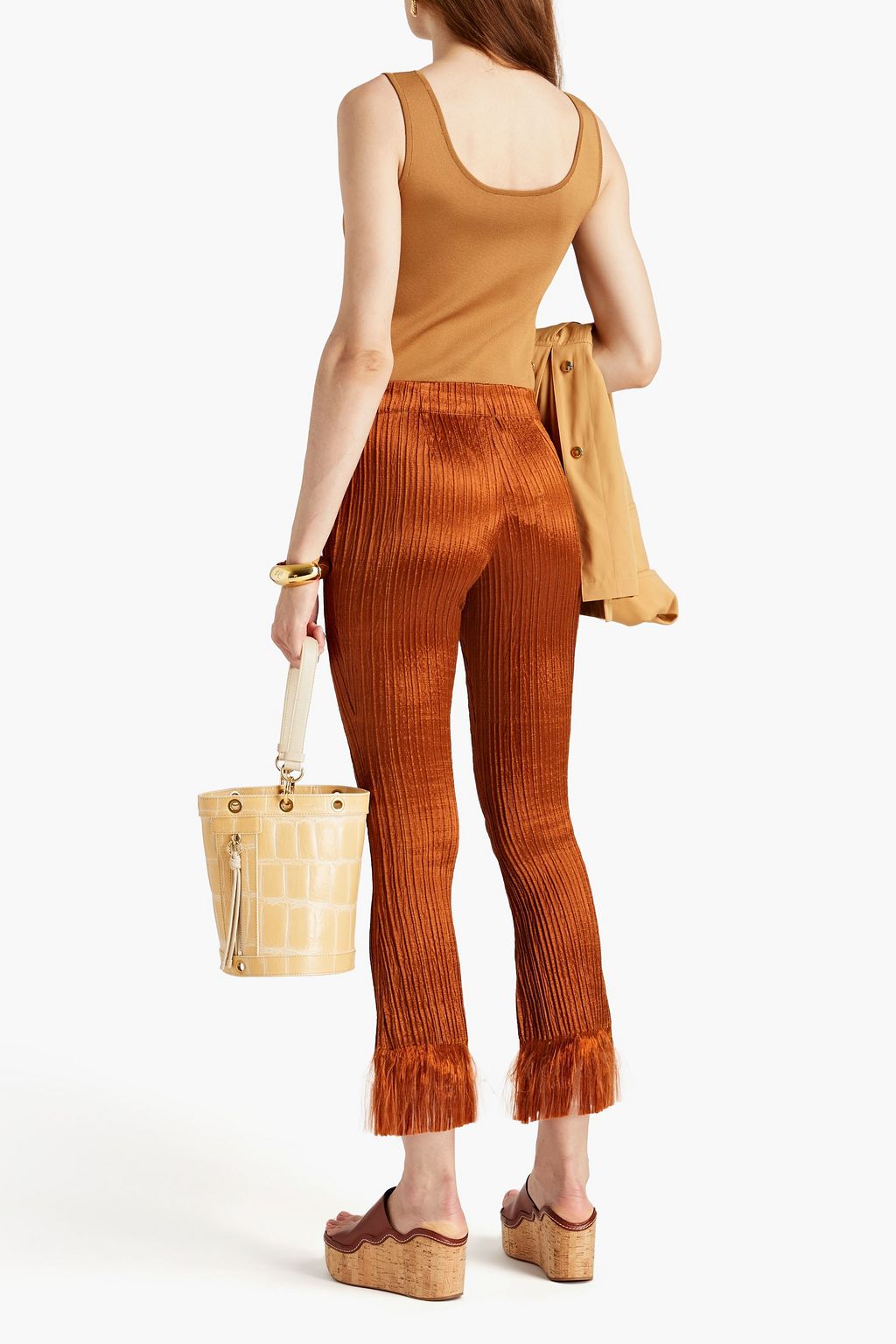 CHLOÉ Fringed crushedvelvet flared pants THE