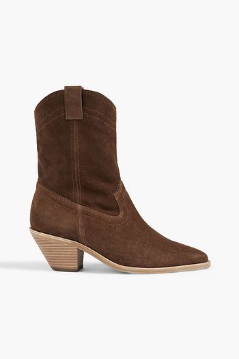 Chambery topstitched suede ankle boots