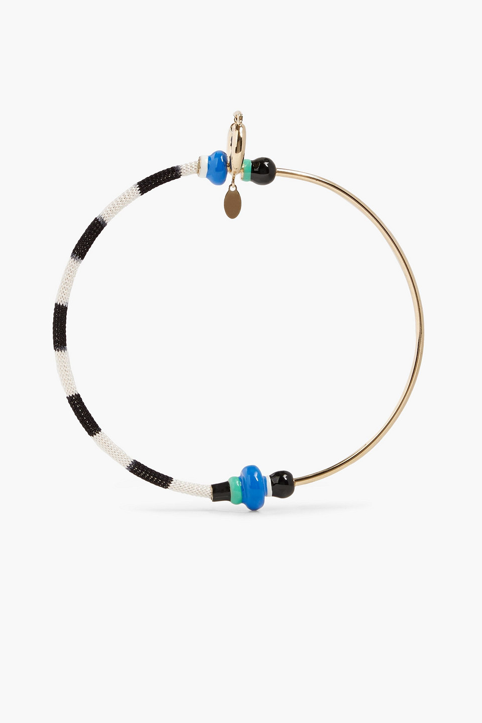 Gold-tone, enamel and crochet-knit hoop earring