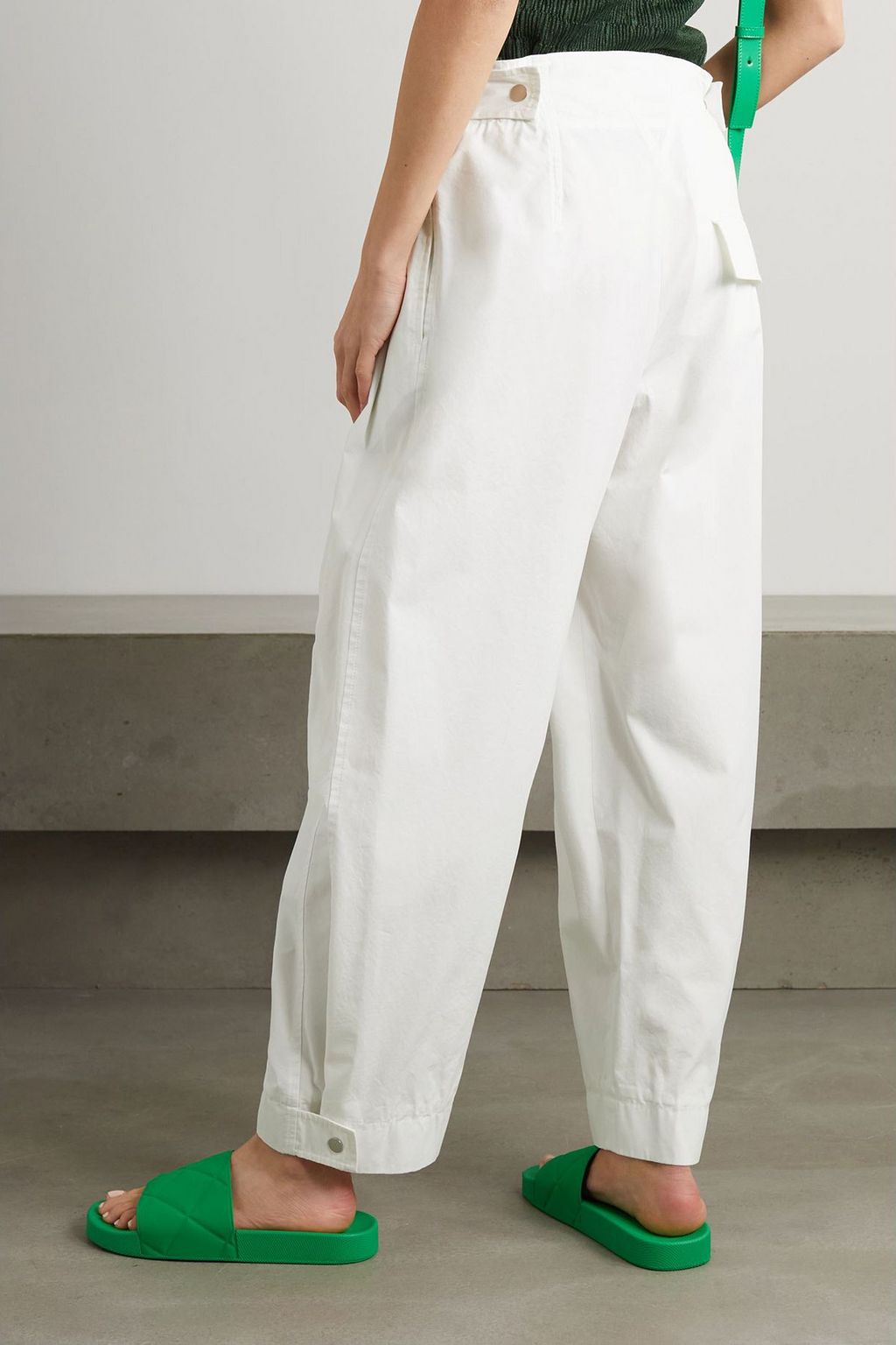BOTTEGA VENETA Pleated cotton-blend wide-leg pants