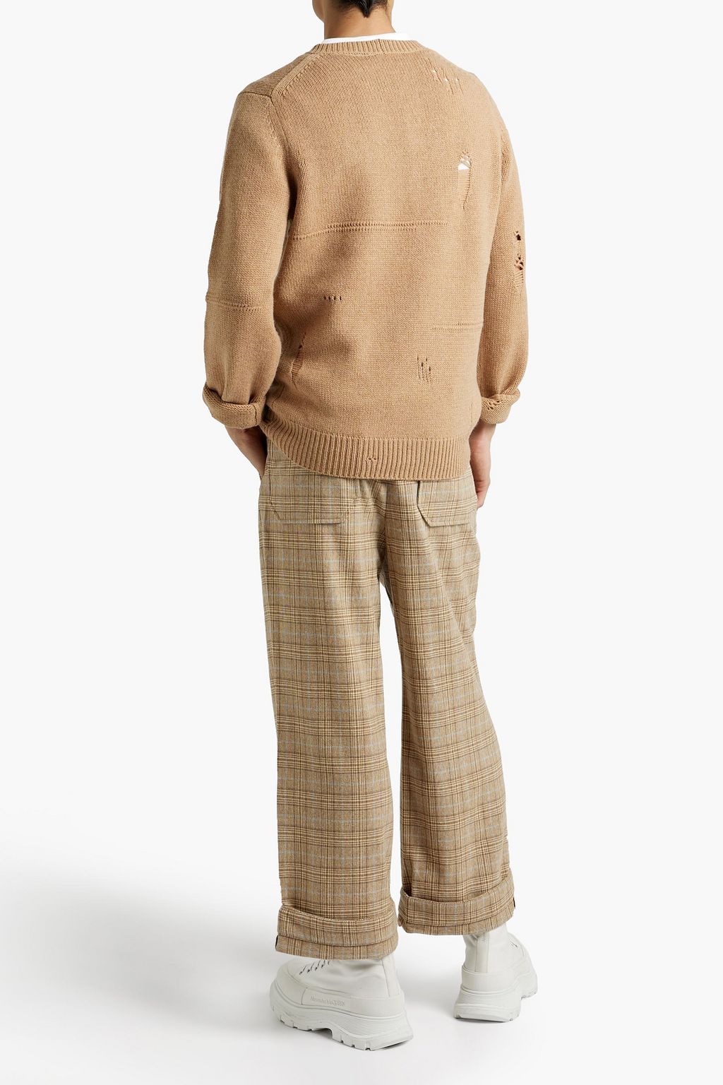HELMUT LANG Distressed wool, yak and cashmere-blend sweater