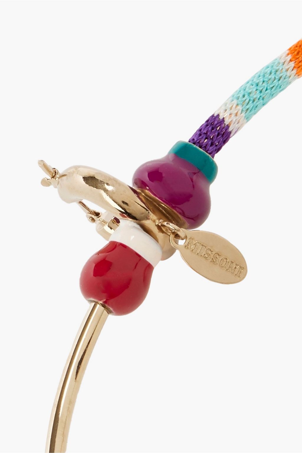 MISSONI Gold-tone, enamel and crochet-knit hoop earring