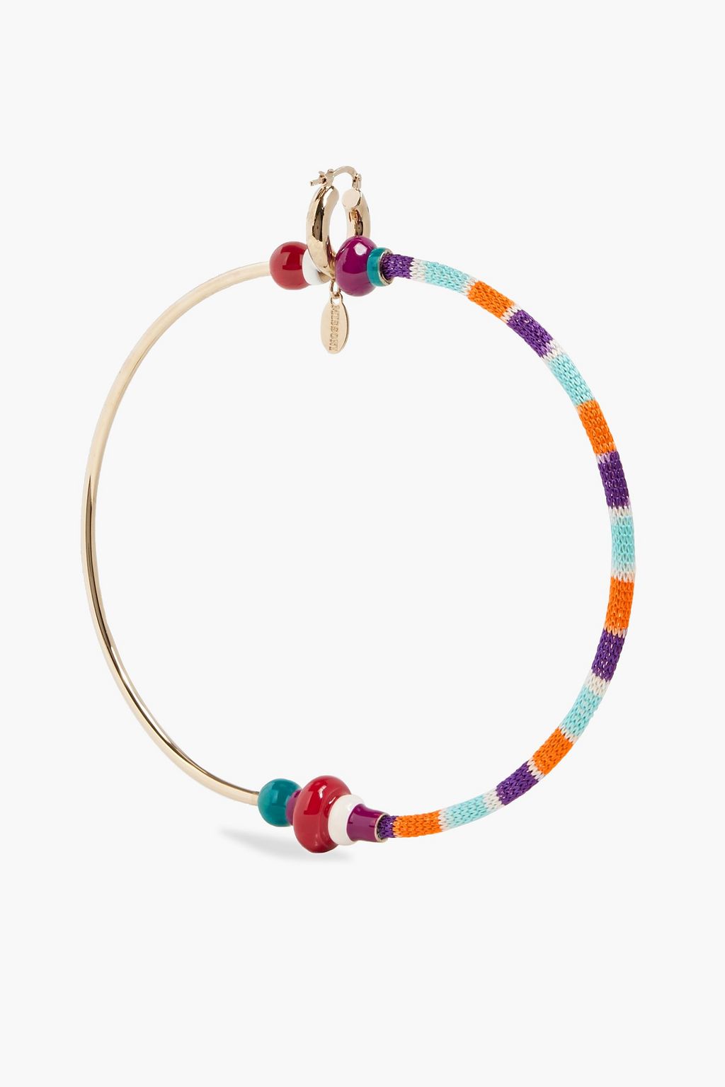MISSONI Gold-tone, enamel and crochet-knit hoop earring