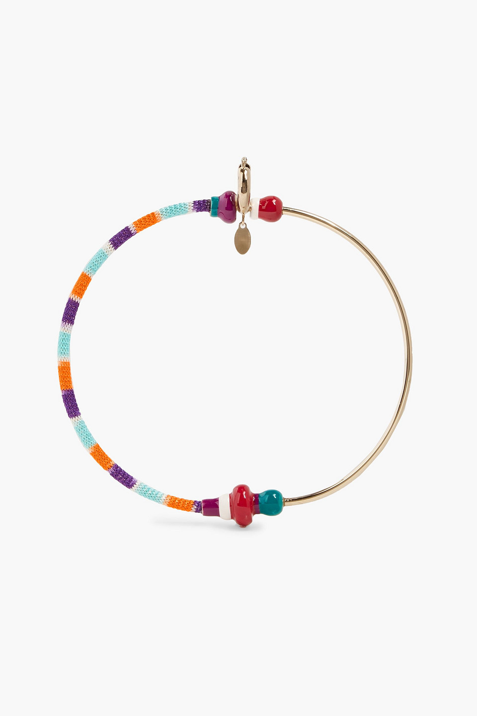 Gold-tone, enamel and crochet-knit hoop earring