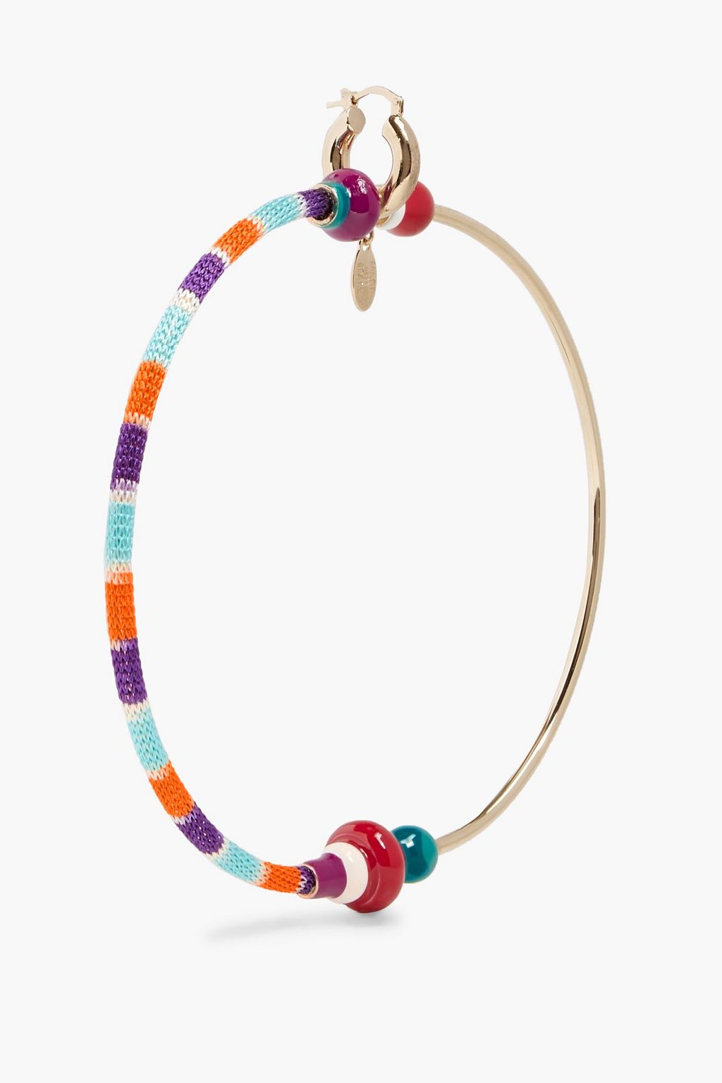 MISSONI Gold-tone, enamel and crochet-knit hoop earring