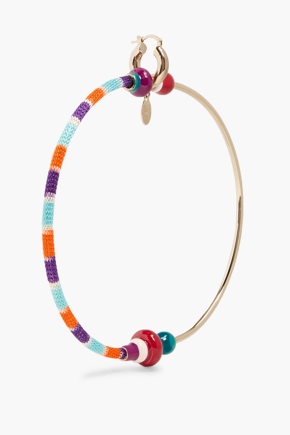 Missoni Gold-tone, Enamel And Crochet-knit Hoop Earring In Multicolor