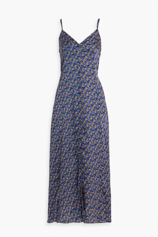Ada gathered printed crepe de chine maxi dress