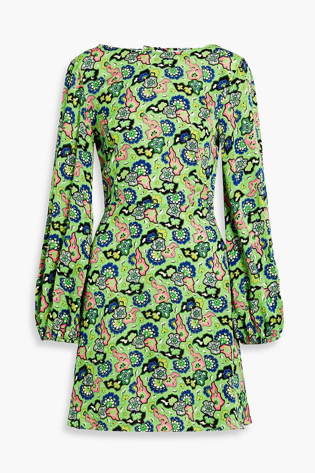 Bonnie open-back floral-print crepe mini dress